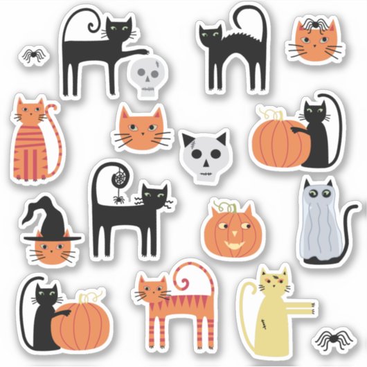 Halloween Cats Niedlich Aufkleber (Vorderseite)