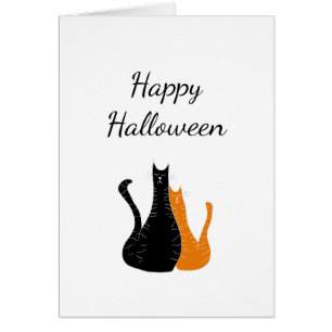 Halloween Cats Niedlich Black Orange Grußkarte