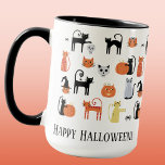 Halloween Cats Niedlich Spooky Tasse<br><div class="desc">Niedliches und leckeres Halloween Katzendesign zum Lächeln. Katzenwitschern,  Gespenstern,  Zombies und Kürbislaternen. Ändern Sie den Text zum Anpassen. Originelle Kunst von Nic Squirrell.</div>