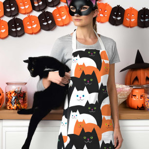 Halloween Cats Orange Black und White Schürze