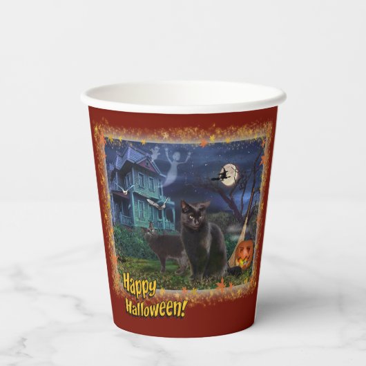 Halloween Cats 🎃 😼 Pappbecher (Rückseite)
