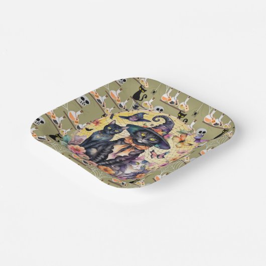 Halloween Cats Pappteller (Gewinkelt)