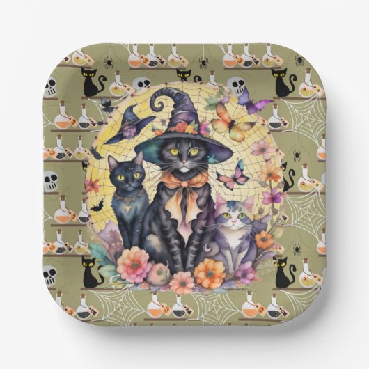 Halloween Cats Pappteller (Vorderseite)