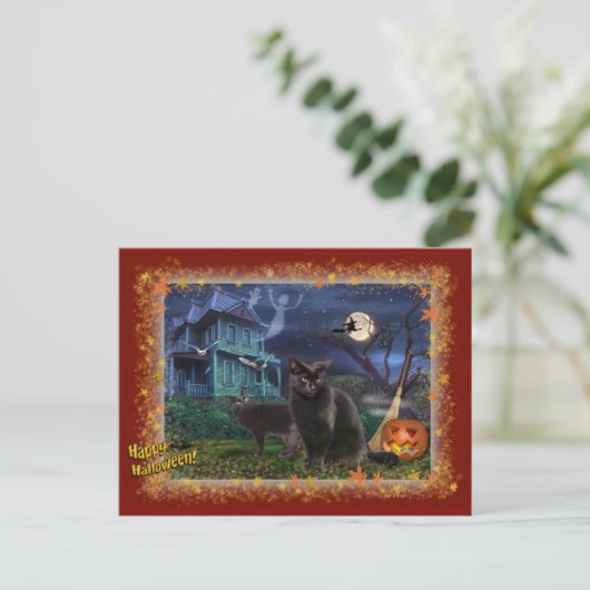 Halloween Cats Postkarte (Stehend Vorderseite)