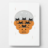 Halloween  Cats  Pumpkins  Black Background  Illus Fotoplatte (Vorderseite)