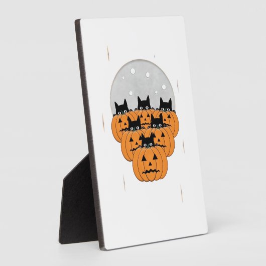 Halloween  Cats  Pumpkins  Black Background  Illus Fotoplatte (Seite)