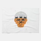 Halloween Cats Pumpkins Black Background Illus Geschirrtuch (Horizontal)
