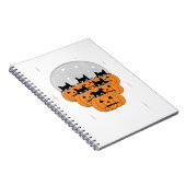 Halloween  Cats  Pumpkins  Black Background  Illus Notizblock (Rechte Seite)