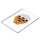 Halloween  Cats  Pumpkins  Black Background  Illus Notizblock (Linke Seite)