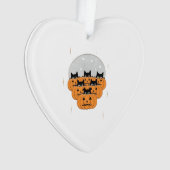 Halloween Cats Pumpkins Black Background Illus Ornament (Vorderseite)