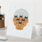 Halloween Cats Pumpkins Black Background Illus Sockelschild (In Situ)