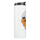 Halloween Cats Pumpkins Black Background Illus Thermosbecher (Nach links gedreht)