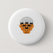 Halloween Cats Pumpkins Schwarze Hintergrund Illus Button (Vorderseite)