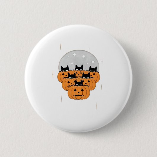 Halloween Cats Pumpkins Schwarze Hintergrund Illus Button (Vorderseite)