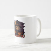 Halloween Cats Pumpkins Schwarze Hintergrund Illus Kaffeetasse (VorderseiteRechts)