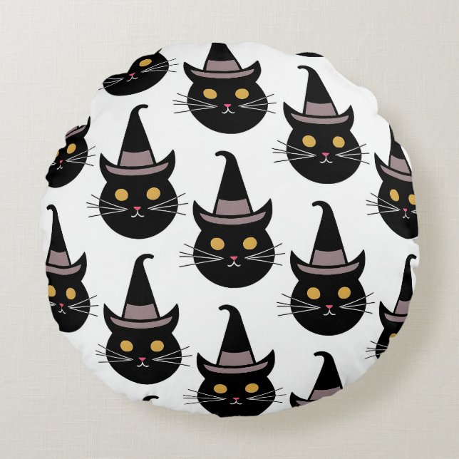 Halloween Cats Rundes Kissen (Vorderseite)