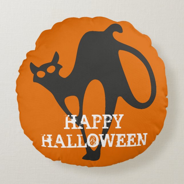 Halloween Cats Rundes Kissen (Vorderseite)
