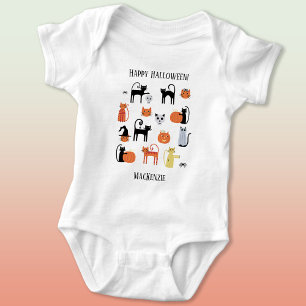 Halloween Cats Spooky Personalisiert Baby Strampler