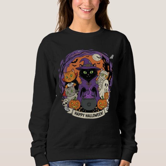 Halloween Cats Sweatshirt für Katzen Liebhaber (Vorderseite)
