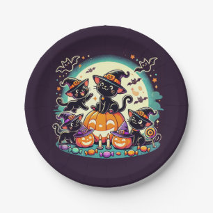 Halloween Cats T - Shirt Pappteller