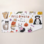 Halloween Cats Vintag Line Muster Badehandtuch (Badehandtuch)
