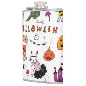 Halloween Cats Vintag Line Muster Flachmann (Links)