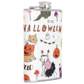 Halloween Cats Vintag Line Muster Flachmann (Rechts)