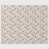 Halloween Cats Vintag Line Muster Geschenkpapier (Flach)
