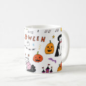 Halloween Cats Vintag Line Muster Kaffeetasse (VorderseiteRechts)