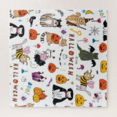Halloween Cats Vintag Line Muster Puzzle (Horizontal)