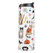 Halloween Cats Vintag Line Muster Thermosbecher (Nach links gedreht)