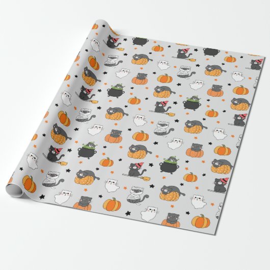 Halloween Cats Wrapping Paper Geschenkpapier (Ungerollt)