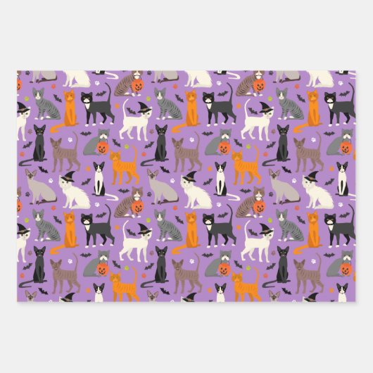 Halloween Cats Wrapping Paper Sheets Geschenkpapier Set (Vorderseite 3)