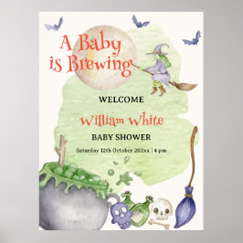 Halloween Cauldron Baby brütet Begrüßungszeichen Poster