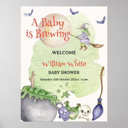 Halloween Cauldron Baby brütet Begrüßungszeichen Poster (Vorne)