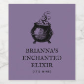 Halloween Cauldron lustiger lila Trieb Weinetikett (Einzelnes Label)