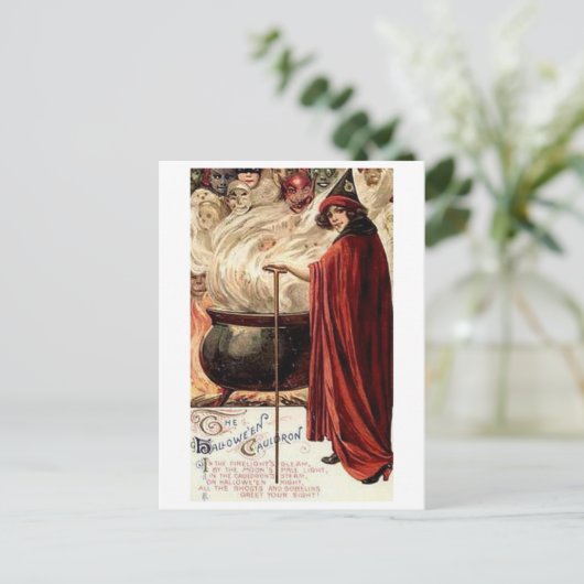 Halloween Cauldron Postkarte (Stehend Vorderseite)