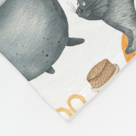 Halloween Cauldron und Cats Muster Fleecedecke (Ecke)