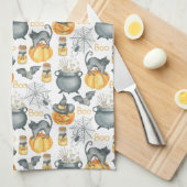 Halloween Cauldron und Cats Muster Geschirrtuch (Viertel Falte)