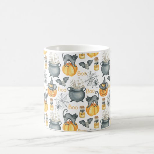 Halloween Cauldron und Cats Muster Kaffeetasse (Mittel)
