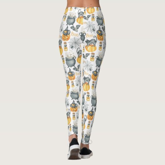 Halloween Cauldron und Cats Muster Leggings (Rückseite)