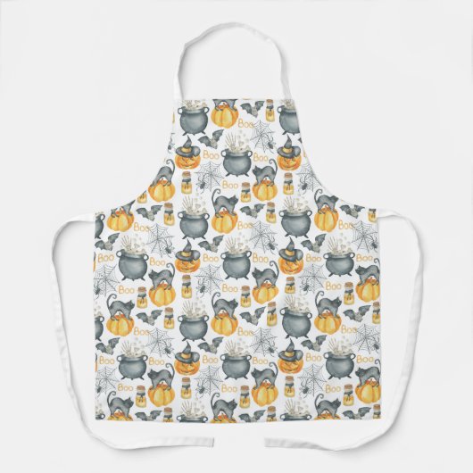 Halloween Cauldron und Cats Muster Schürze (Vorderseite)