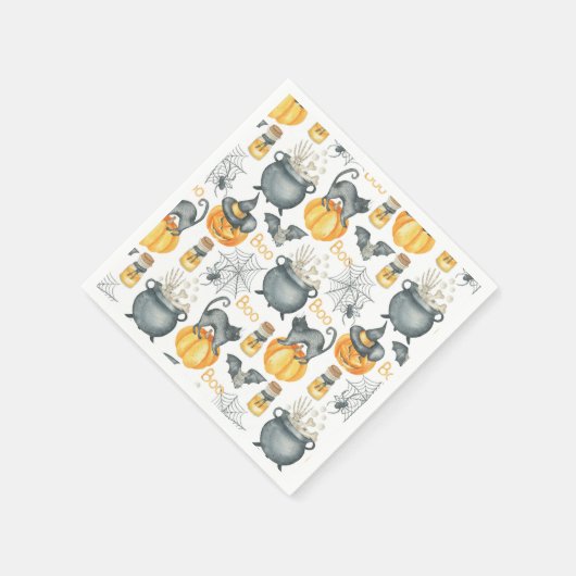 Halloween Cauldron und Cats Muster Serviette (Ecke)