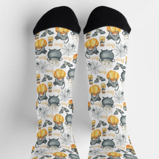 Halloween Cauldron und Cats Muster Socken (Oben)