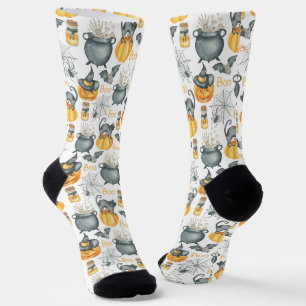 Halloween Cauldron und Cats Muster Socken