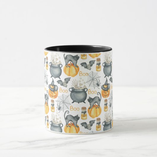 Halloween Cauldron und Cats Muster Tasse (Zentrum)
