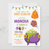 Halloween Cauldron Witch zum Geburtstag Einladung (Vorderseite)