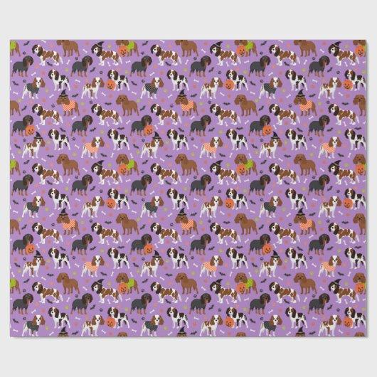 Halloween Cavalier King Charles Spaniel Geschenkpapier (Flach)