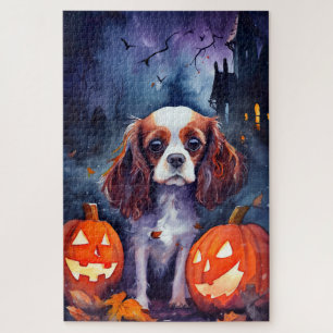 Halloween Cavalier King Charles Spaniel Kürbisse Puzzle