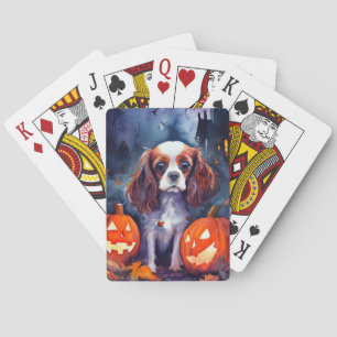 Halloween Cavalier King Charles Spaniel Kürbisse Spielkarten